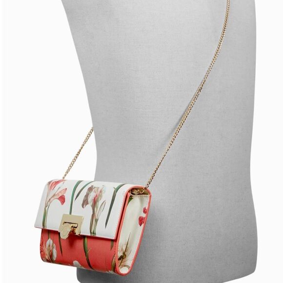 SALE Ted Baker Coral Iris Flower Crossbody Chain Purse - Picture 4 of 8
